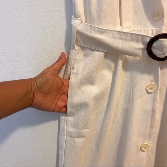 ASOS 8 Women’s Cream Button-Down Maxi Belted Dress - Picture 4 of 11